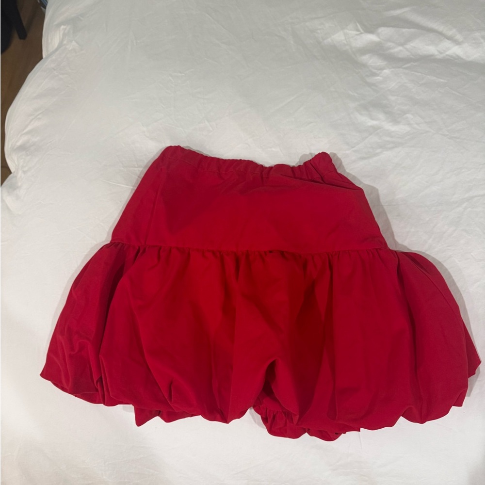 Red Ruffled Bubble Skirt Size S